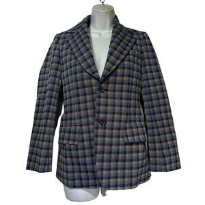 kingsmen blue plaid blazer coat womens Size M